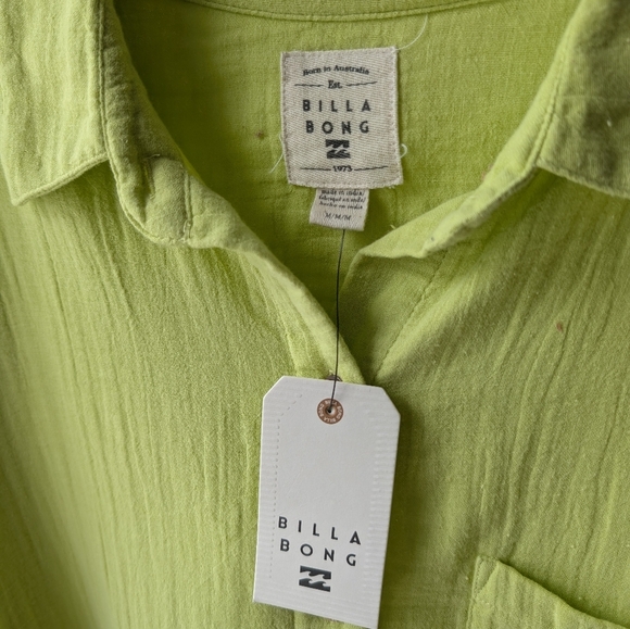 99.Nwt Billabong Lime Casual Button Down Shirt - Picture 2 of 4